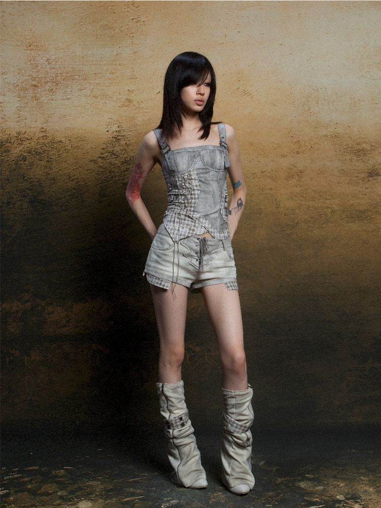 낮은 허리 반바지 2 개 레깅스 [S000011805]