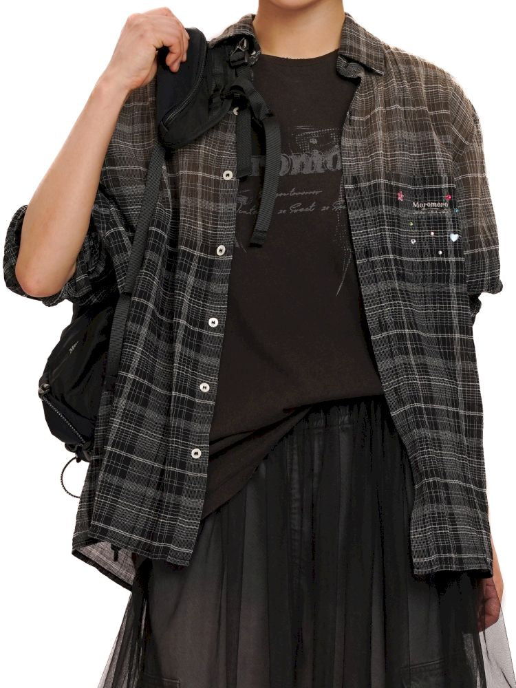 Gradient spray horsey loose shirt jacket【s0000013423】