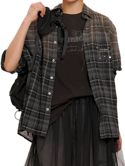 Gradient spray horsey loose shirt jacket【s0000013423】