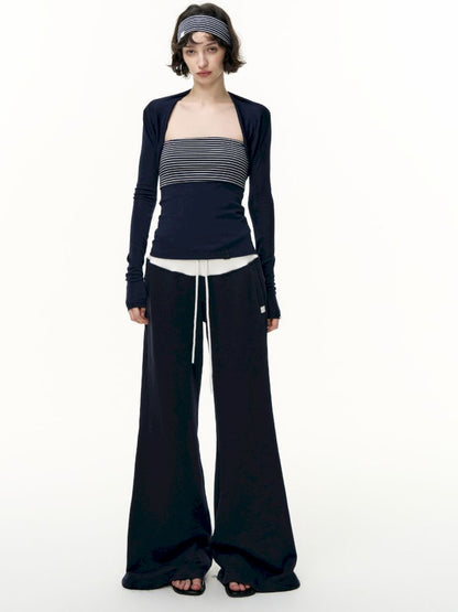 Striped bustier short skirt suit【s0000013740】