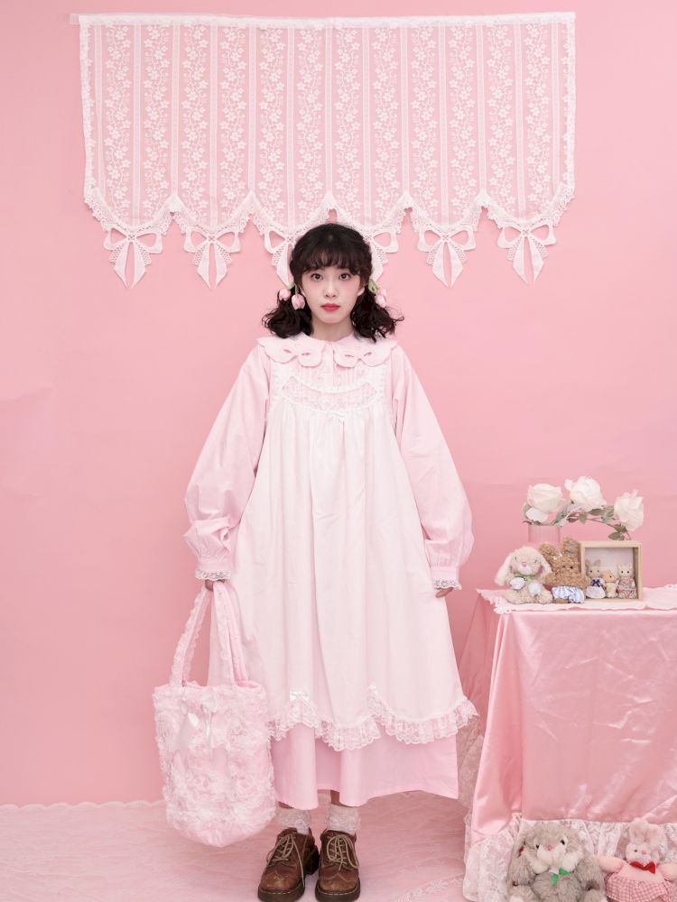 Round Neck Embroidered Pink Lace Dress【s0000013494】