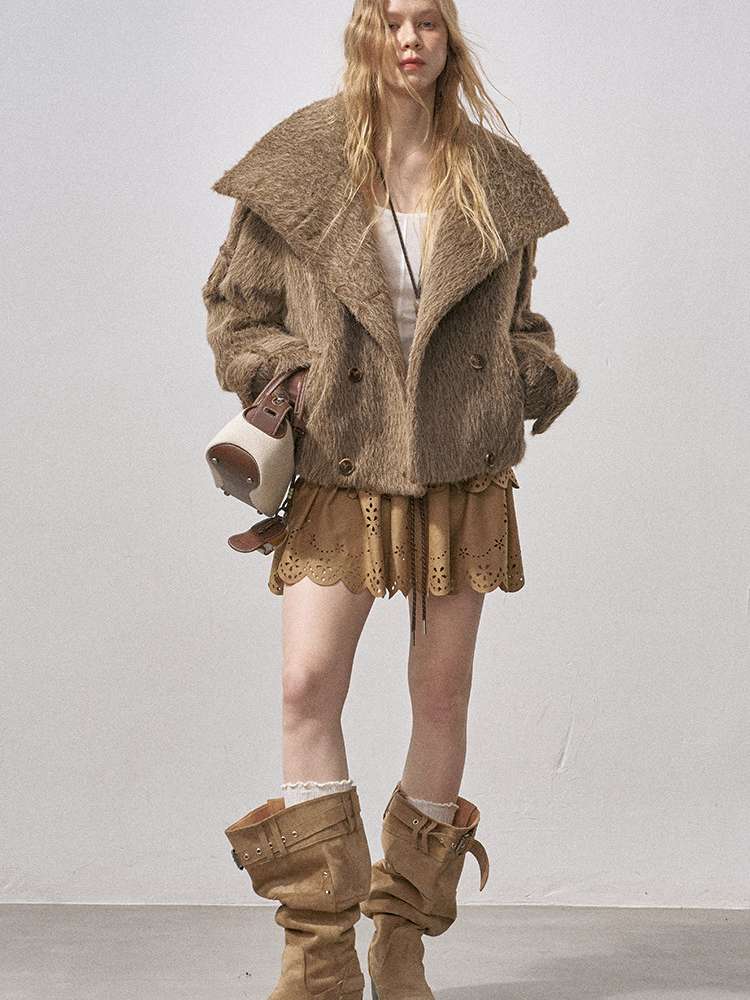 Furry Double Breasted Fur Jacket【s0000015228】