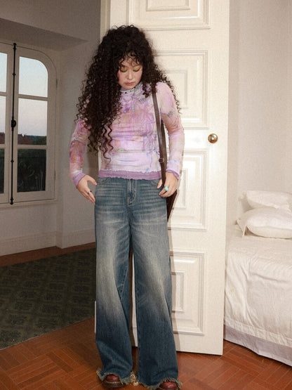 Retro Cat Whiskers Washed Jeans【s0000015463】