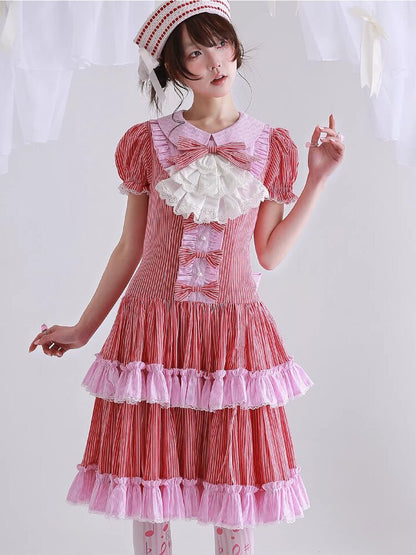 Vintage Red Striped Skirt Dress【s0000016551】