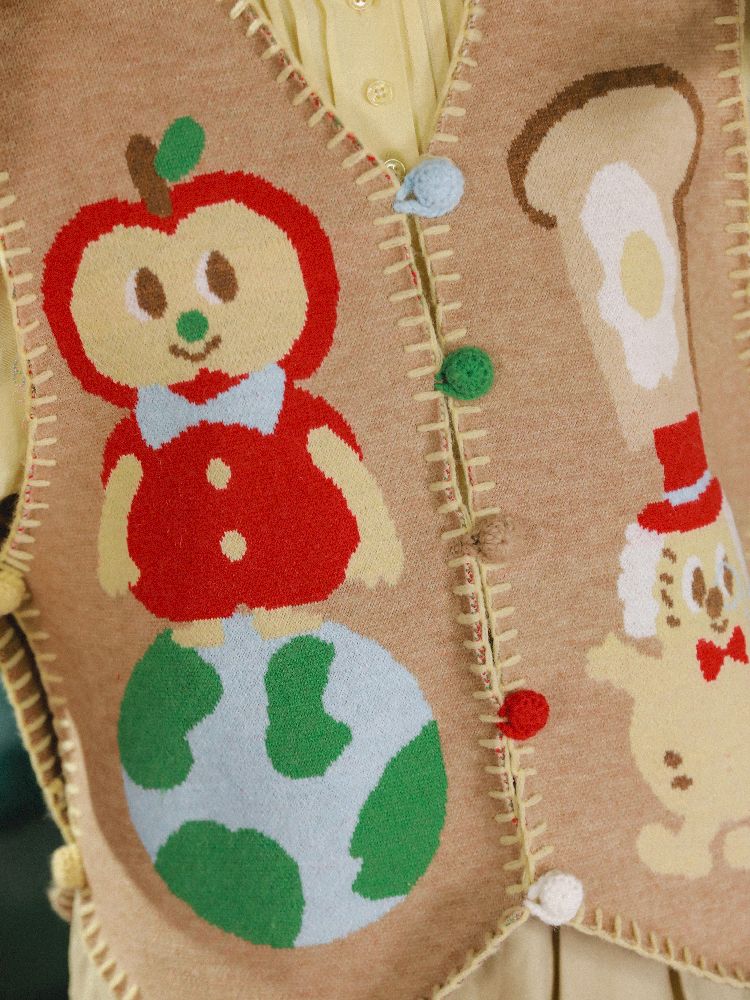 Apple Earth Toast Khaki Knit Vest【s0000005688】