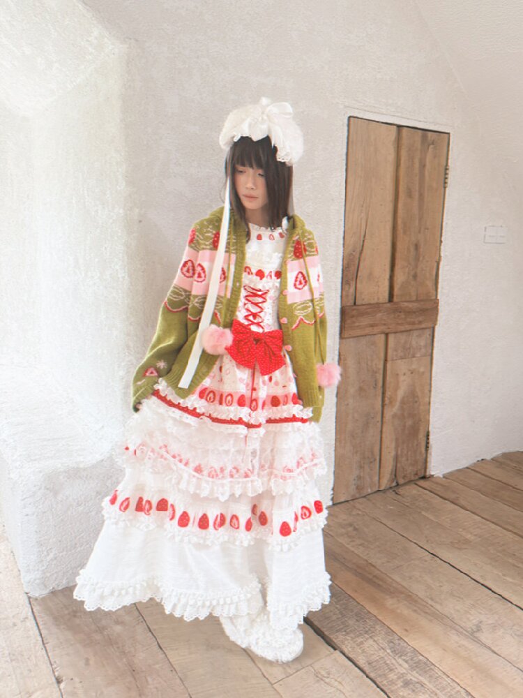 Strawberry Matcha Fair Isle Cardigan【s0000018535】