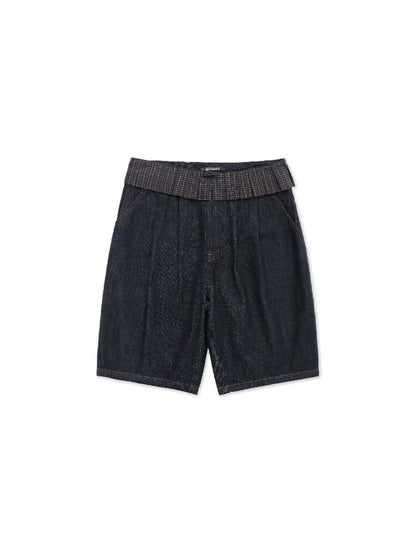 Pleated Plaid Straight Leg Jeans【s0000017912】