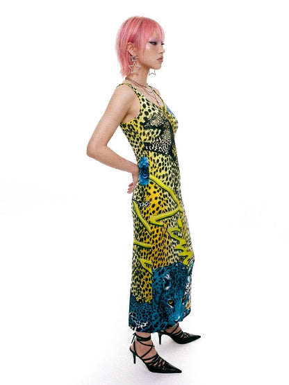 Vintage Leopard Print Fitted Dress【s0000017405】
