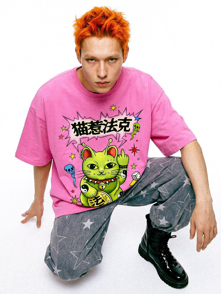 Alien Lucky Cat Loose T Shirt【s0000017111】
