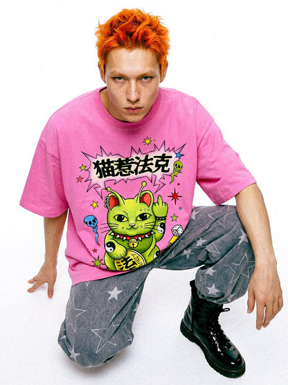 Alien Lucky Cat Loose T Shirt【s0000017111】
