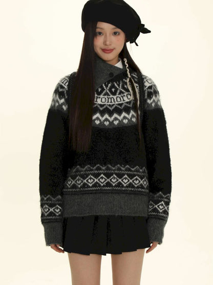 Fair Isle Striped Knit Top【s0000006024】