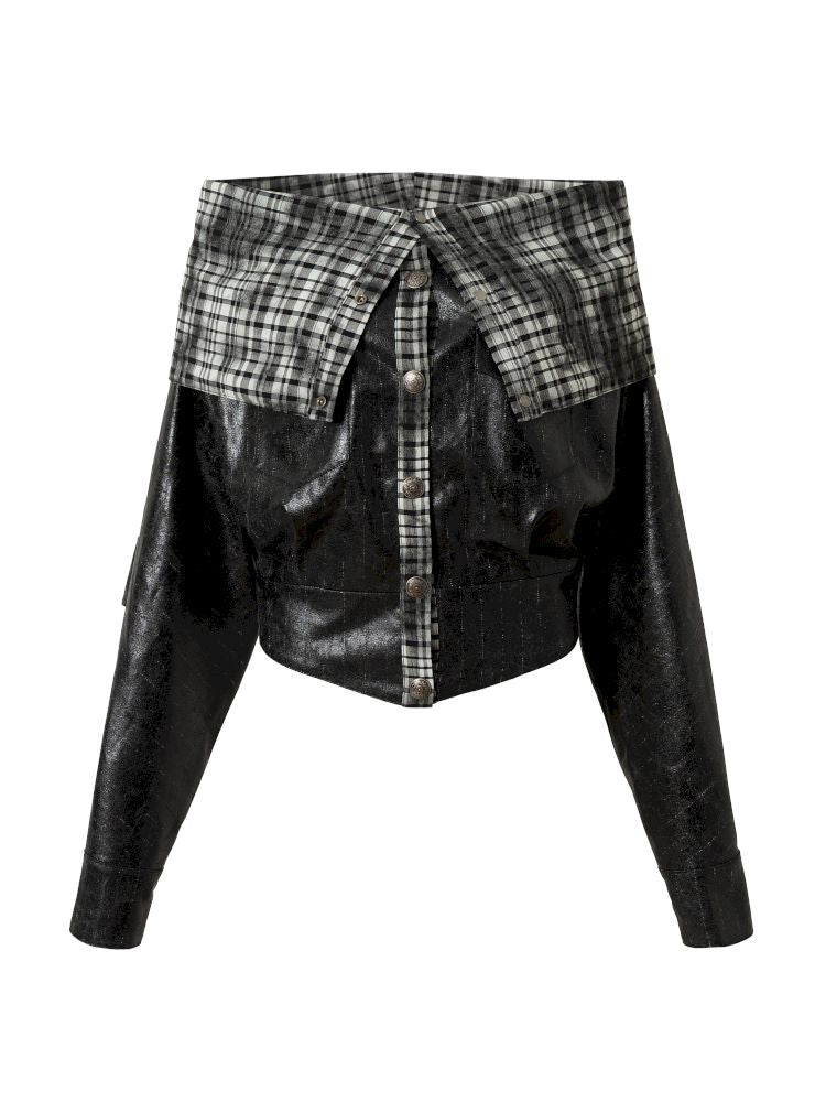 Back leather long sleeve sweater jacket【s0000013477】