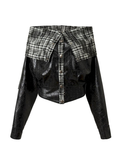 Back leather long sleeve sweater jacket【s0000013477】