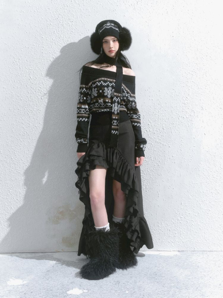Irregular ruffled half-body skirt【s0000013746】