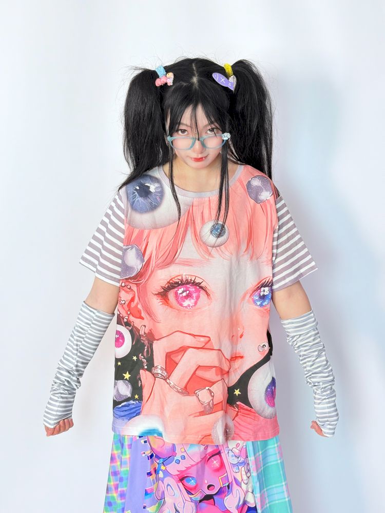 Y2k secondary subculture loose cotton T-shirt【s0000013285】