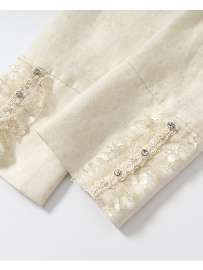 Vintage Lace Asymmetrical Shirt【s0000017987】