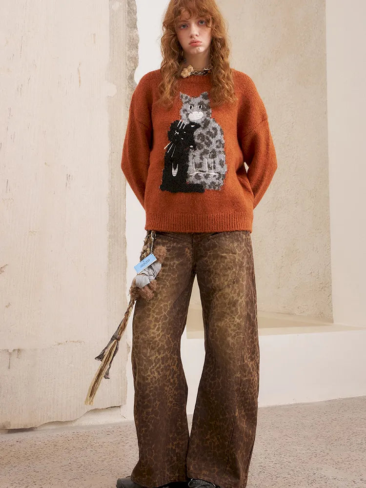 Embroidered Crewneck Pullover Sweater【s0000014082】