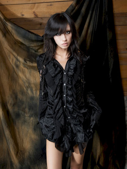 Ruffled Asymmetric Cardigan【s0000013897】