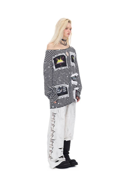 Irregular Hole Rock Punk Loose Pants【s0000012986】