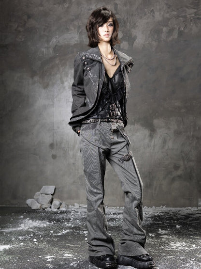 Fake Two Leopard Denim Jacket【s0000015949】