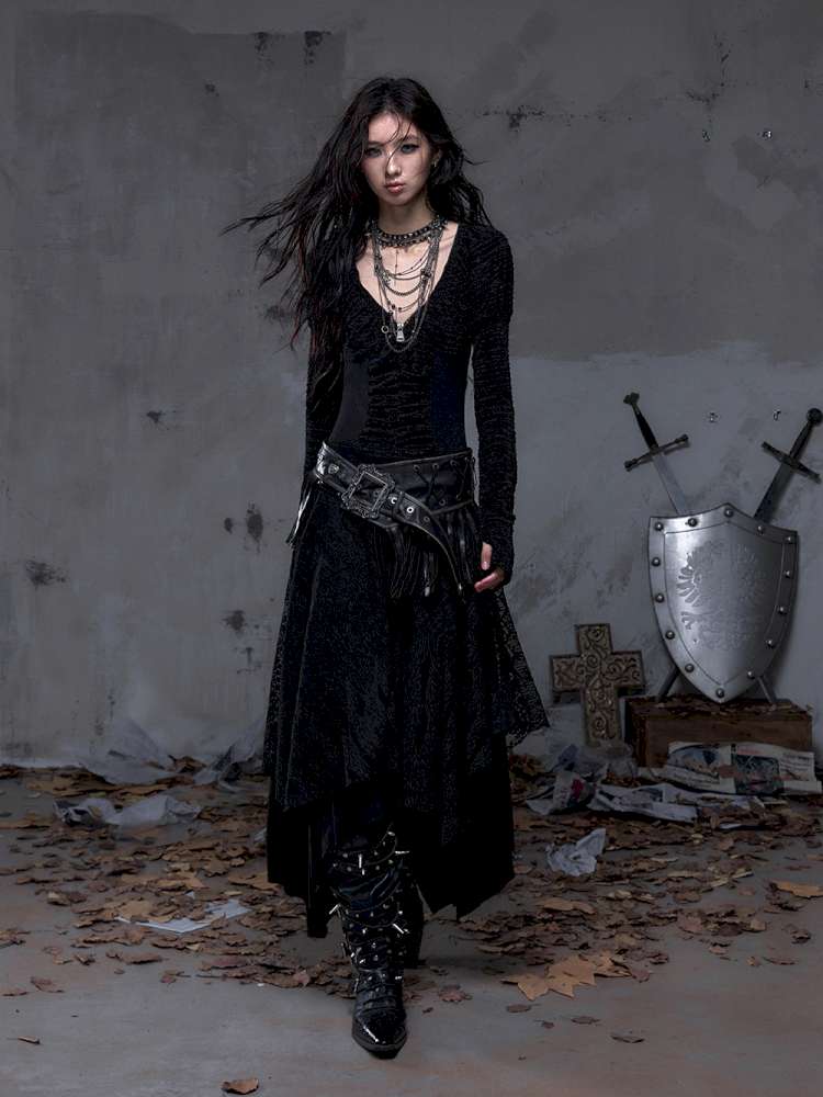 Lace Slimming Patchwork Knit Dress【s0000014467】