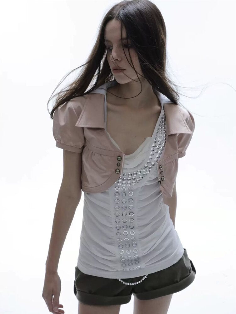 V-Neck Buckle Satin Shirt Jacket【s0000016570】