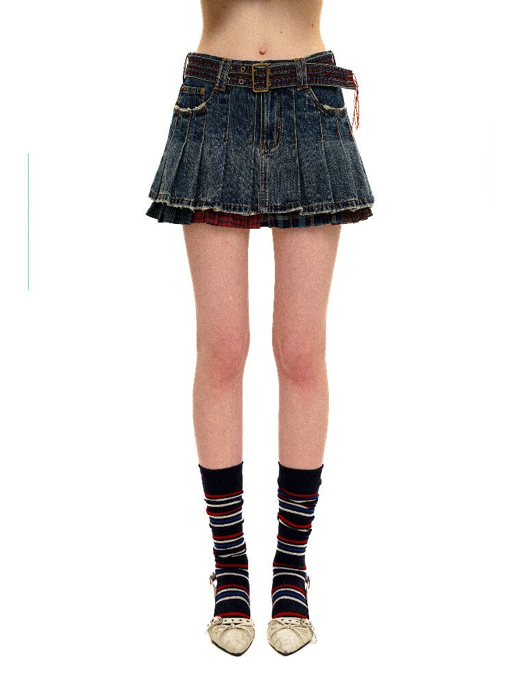 Vintage Denim Fringe Jacket Skirt【s0000016091】