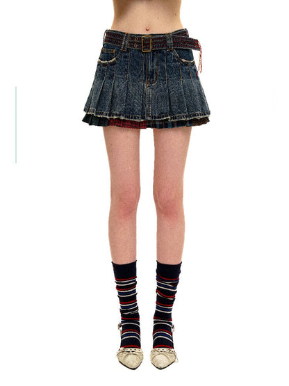 Vintage Denim Fringe Jacket Skirt【s0000016091】