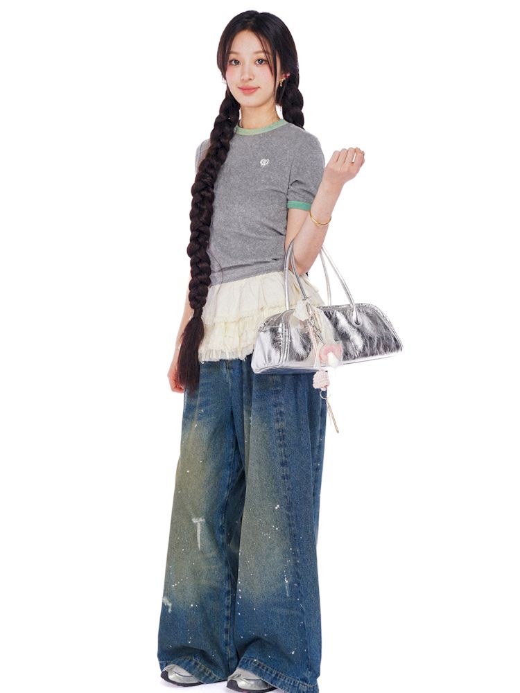 Bow tie Hundred folding white super short skirt【s0000008593】