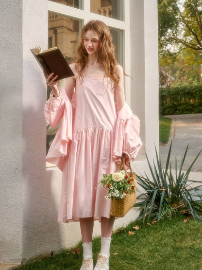 Pink Cotton Embroidered Shirt Dress【s0000015620】