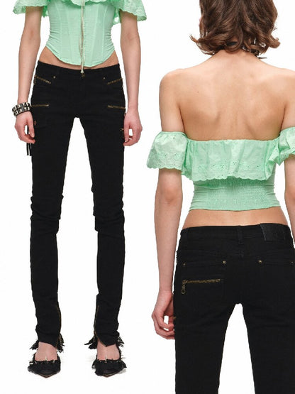 Washed Elastic Skinny Jeans【s0000016921】