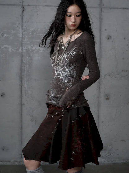 Asymmetrical Suede Skirt【s0000014111】