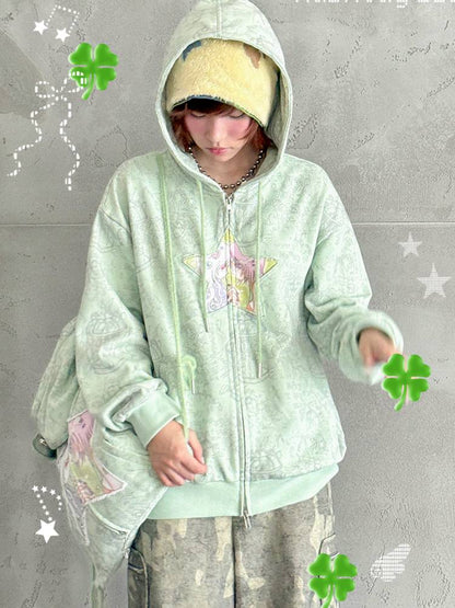 Star-Print Hooded Sweatshirt【s0000014437】