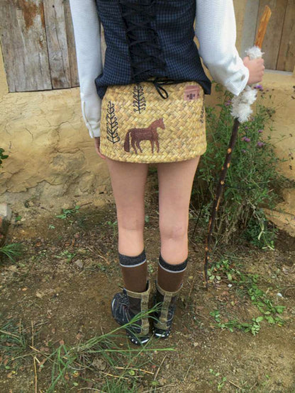 Bamboo Pony Print Padded Skirt【s0000015079】