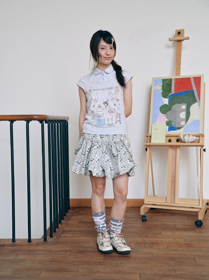 Two-Tone Doll Collar Short-Sleeve【s0000018719】