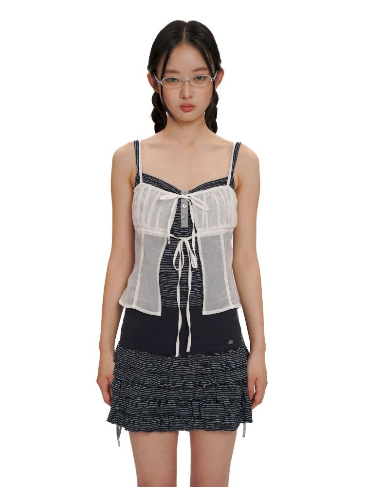 Overlay niche design lace-up camisole【s0000012521】