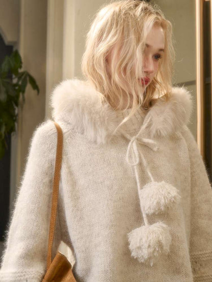 Thick Fleece Wool Knitted Cape Skirt Hooded【s0000014894】