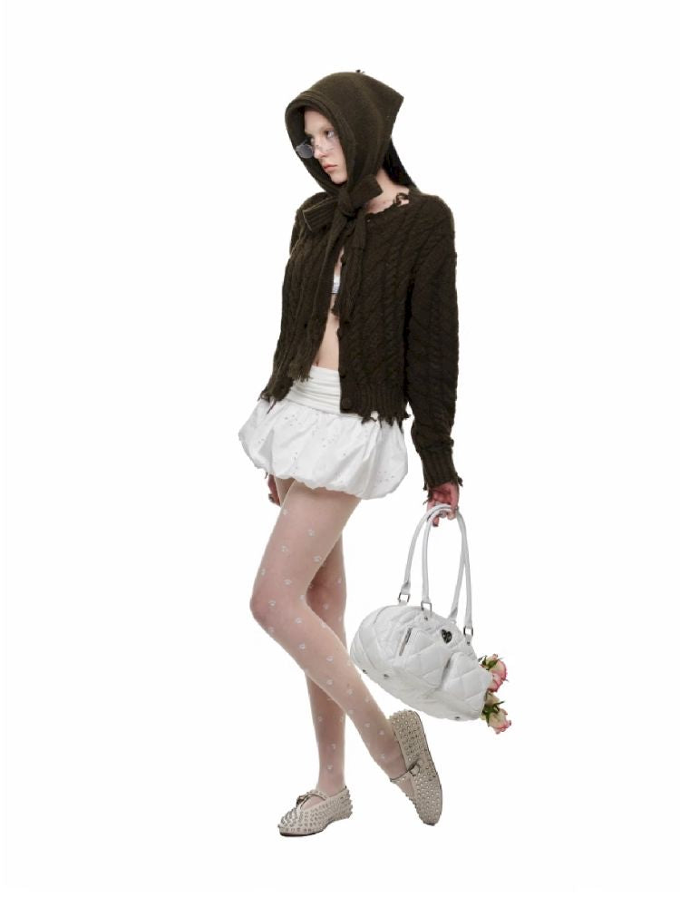 Twisted Flower Knit Cardigan Halter Skirt Set【s0000011570】