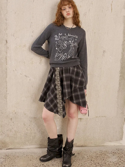 Kitten Crewneck Oversized Sweater Knit Top【s0000014065】