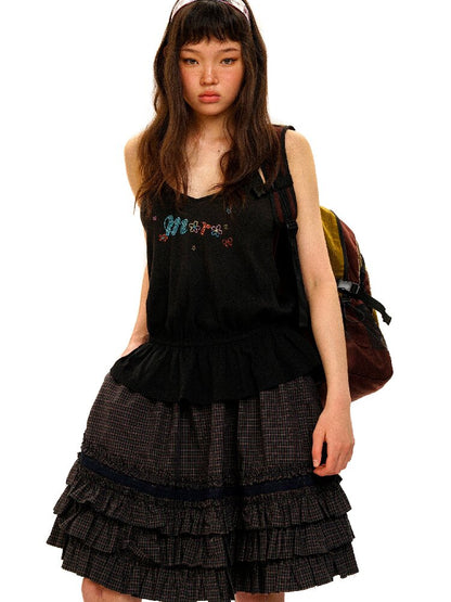Floral Rhinestone Pleated Suspender【s0000017429】