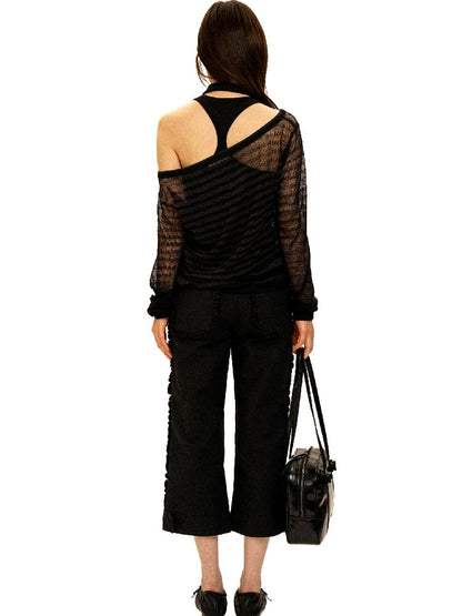 Pleated Lace Cotton Cropped Pants【s0000017926】