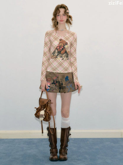 Graffiti Print Pleated Skirt【s0000017889】