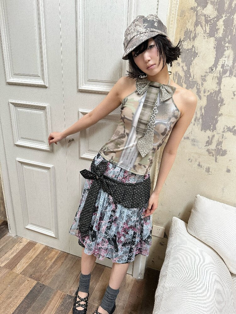 Camouflage Cord Bow Tie Top【s0000018091】