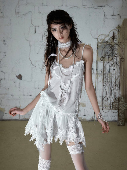 Court Pleated Lace Silk Scarf Waist【s0000016997】