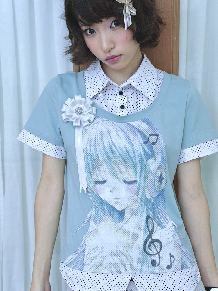 Comic Girl Fake Polka Dot Shirt【s0000016550】