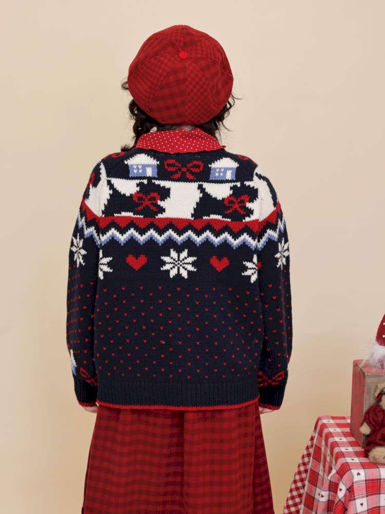 Bow Snowflake Island Wool Sweater【s0000015098】