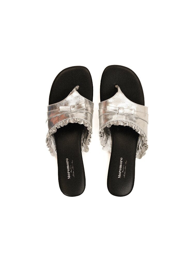 Top Grain Cowhide Ruffled Flip Flop【s0000017441】