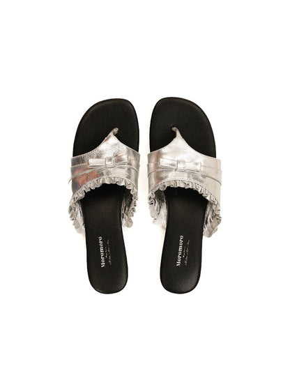 Top Grain Cowhide Ruffled Flip Flop【s0000017441】