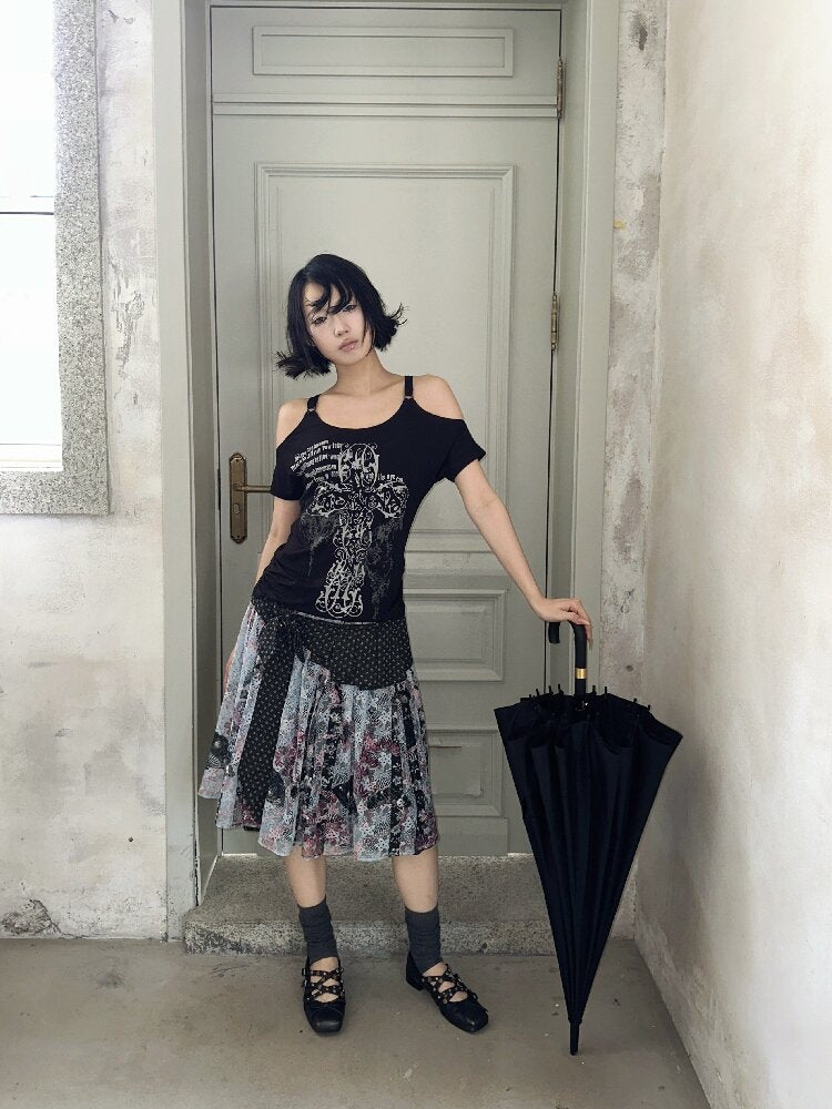 Jacquard Cross Vintage Maxi Skirt【s0000018085】