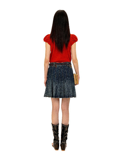 Vintage Contrast Waistband Skirt【s0000016140】